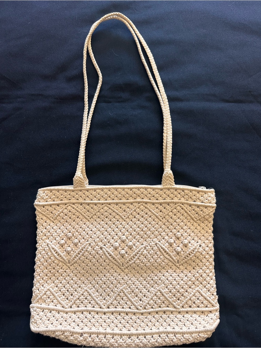 Bass Beige Woven Crochet Tote